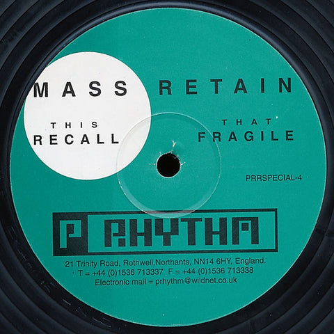 Mass Retain – Recall - New 10" Single Record 1997 Planet Rhythm Sweden Vinyl - Trance / Techno / Minimal