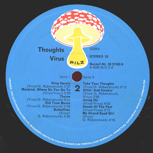 Virus – Thoughts - Mint- LP Record 1971 Pilz Germany Original Vinyl - Krautrock / Prog Rock
