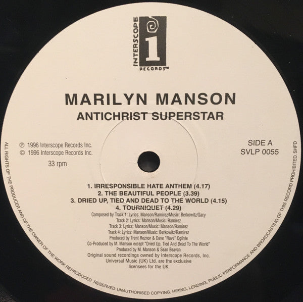 Marilyn Manson – Antichrist Superstar (1996) - VG 2 LP Record 1998 Simply Vinyl Interscope UK 180 gram Vinyl - Rock / Industrial - Shuga Records