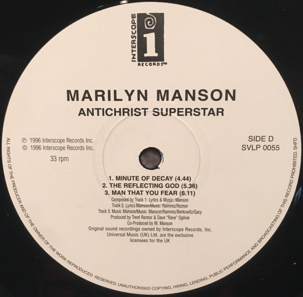 Marilyn Manson – Antichrist Superstar (1996) - VG 2 LP Record 1998 Simply Vinyl Interscope UK 180 gram Vinyl - Rock / Industrial - Shuga Records
