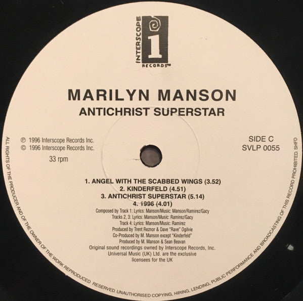 Marilyn Manson – Antichrist Superstar (1996) - VG 2 LP Record 1998 Simply Vinyl Interscope UK 180 gram Vinyl - Rock / Industrial - Shuga Records