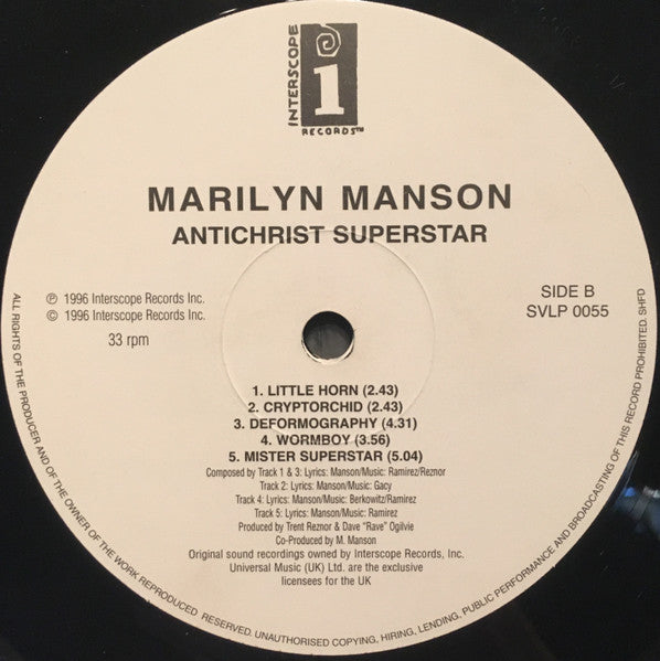 Marilyn Manson – Antichrist Superstar (1996) - VG 2 LP Record 1998 Simply Vinyl Interscope UK 180 gram Vinyl - Rock / Industrial - Shuga Records