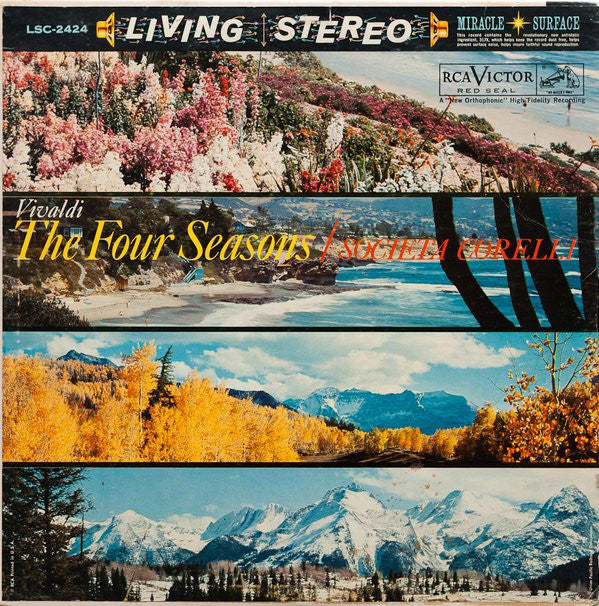 Societa Corelli - Vivaldi ‎– The Four Seasons - VG- Lp Record 1960 RCA Living Stereo USA Vinyl LSC-2424 - Classical