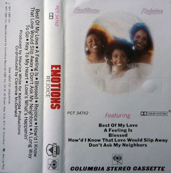 Emotions – Rejoice - Used Cassette 1977 Columbia Tape - Funk / Soul