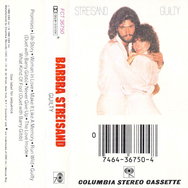 Barbra Streisand – Guilty - Used Cassette 1980 Columbia Tape - Pop / Ballad