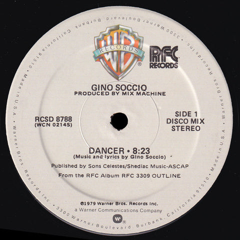 Gino Soccio – Dancer / So Lonely - VG+ 12" Single Record 1979 Warner RFC USA Vinyl - Disco / Funk