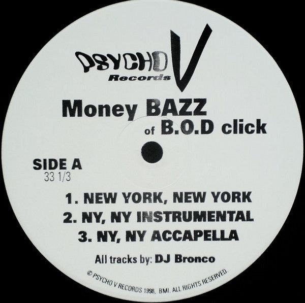 Money Bazz / Cozmic Ray – New York, New York / Danger - VG 12" Single Record 1998 Psycho V USA Vinyl - Hip Hop