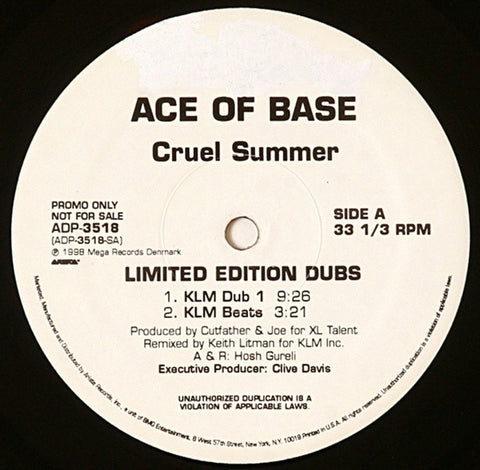Ace Of Base – Cruel Summer (Limited Edition Dubs) - New 12" Single Record 1998 Arista USA Vinyl - House
