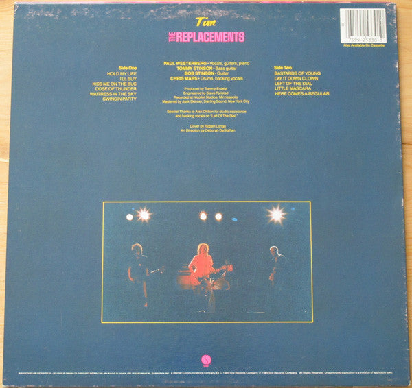 The Replacements ‎– Tim - VG+ LP Record 1985 Sire Canada Import Vinyl - Rock / Punk - Shuga Records