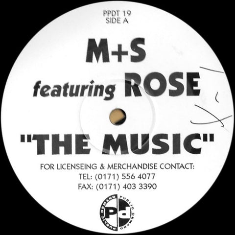 M+S Featuring Rose – The Music - New 12" Single Record 1996 Public Demand UK Vinyl - Garage House / House