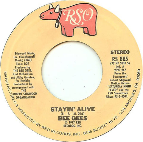 Bee Gees ‎– Stayin' Alive / If I Can't Have You - VG 7" Single 45 Record 1977 USA - Disco