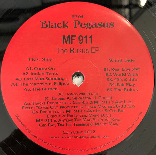MF 911 – The Rukus EP - New EP Record 2012 Black Pegasus USA Vinyl - Chicago Hip Hop - Shuga Records