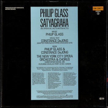 Philip Glass – Satyagraha - Mint- 3 LP Record Box Set 1985 CBS Masterworks Europe Import Vinyl & Book - Classical / Post-Modern - Shuga Records