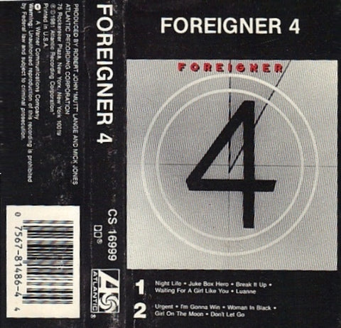 Foreigner – 4- Used Cassette 1981 Atlantic Tape- Rock