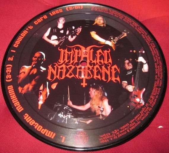 Impaled Nazarene / Driller Killer – Impaled Nazarene vs Driller Killer - Mint- 7" EP Record 1999 Solardisk Finland Picture Disc Vinyl - Punk / Black Metal / Death Metal - Shuga Records