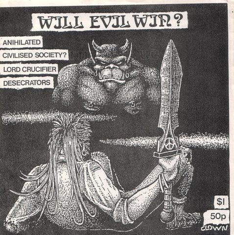 Various – Will Evil Win ? - VG+ 7" EP 1987 Peaceville UK Flexi-disc Vinyl & Insert - Thrash / Hardcore