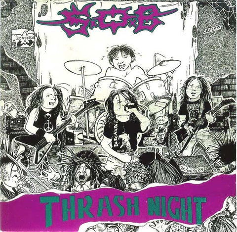 SxOxB – Thrash Night - VG+ 7" EP Record 1989 Rise Above UK Black Vinyl - Thrash / Hardcore