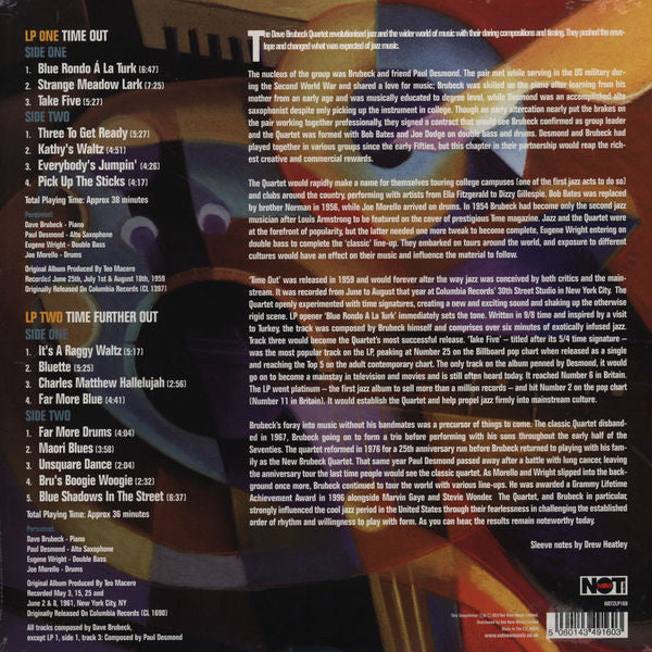 The Dave Brubeck Quartet ‎– Time Out & Time Further Out (1959 & 1961) - New 2 LP Record 2012 Not Now Music Europe Import Vinyl - Jazz / Cool Jazz - Shuga Records
