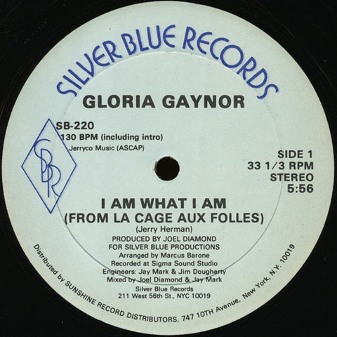 Gloria Gaynor – I Am What I Am - VG+ Single Record 1983 Silver Blue Vinyl - Disco