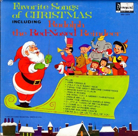Walt Disney Various – Favorite Songs Of Christmas - VG LP Record 1967 Disneyland USA Vinyl - Children's / Holiday