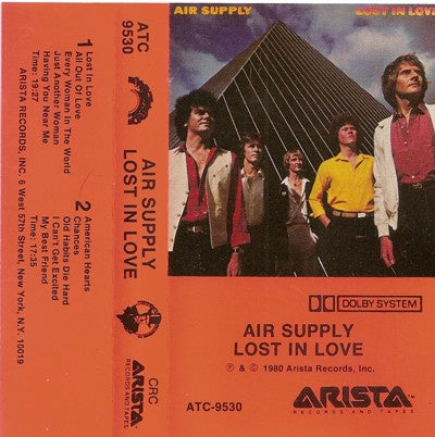 Air Supply – Lost In Love - Used Cassette 1980 Arista Tape - Soft Rock