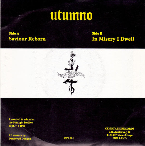 Utumno – The Light Of Day - VG+ 7" EP Record 1991 Cenotaph Netherlands Vinyl & Insert - Death Metal - Shuga Records