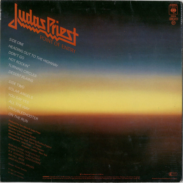 Judas Priest ‎– Point Of Entry - VG+ LP Record 1981 CBS UK Import Vinyl - Hard Rock / Heavy Metal - Shuga Records