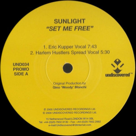 Sunlight – Set Me Free - New 12" Single Recorc 2000 Undiscovered UK Vinyl - House