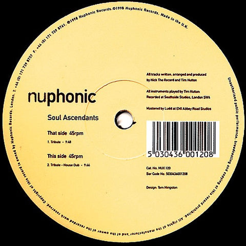 Soul Ascendants – Tribute - New 12" Single Record 1998 Nuphonic UK Vinyl - Deep House / Afrobeat