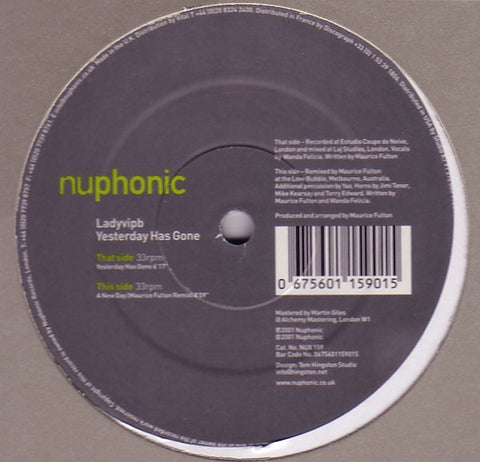 Ladyvipb – Yesterday Has Gone - New 12" Single Record 2001 Nuphonic UK Vinyl - Deep House