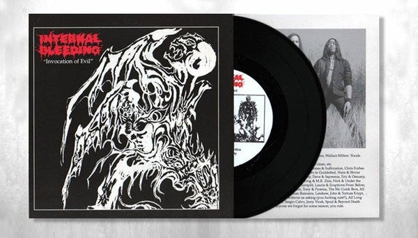 Internal Bleeding – Invocation Of Evil - Mint- 7" EP Record 1993 GWB UK Vinyl, Insert & Signed - Death Metal - Shuga Records