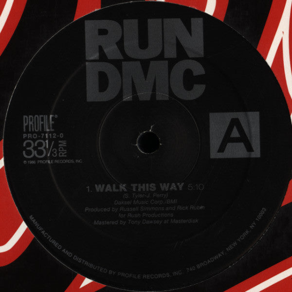 RUN DMC & Aerosmith - Walk This Way (1986) - VG+ 12" Single Record 1995 Profile USA Vinyl - Hip Hop