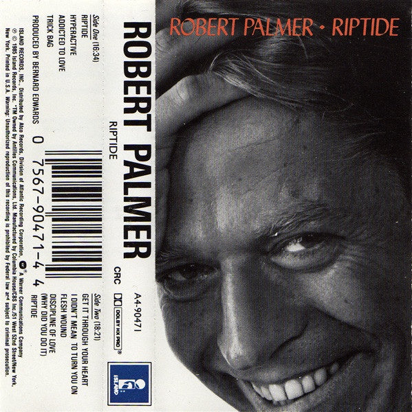 Robert Palmer – Riptide - Used Cassette 1985 Island Tape - Pop Rock