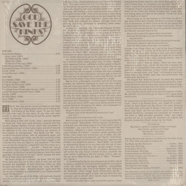 The Kinks ‎– Then Now And Inbetween - VG LP Record 1969 Reprise USA Promo Vinyl - Pop Rock - Shuga Records