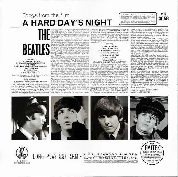 The Beatles ‎– A Hard Day's Night (1964) - VG+ LP Record 2012 Parlophone 180 gram Vinyl - Pop Rock / Rock & Roll / Soundtrack - Shuga Records