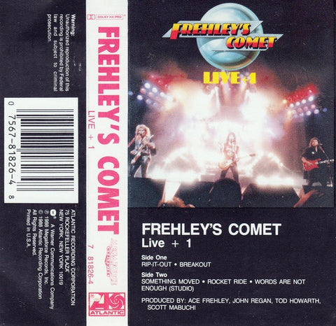 Frehley's Comet – Live + 1 - Used Cassette 1988 Megaforce Worldwide Tape - Glam Rock