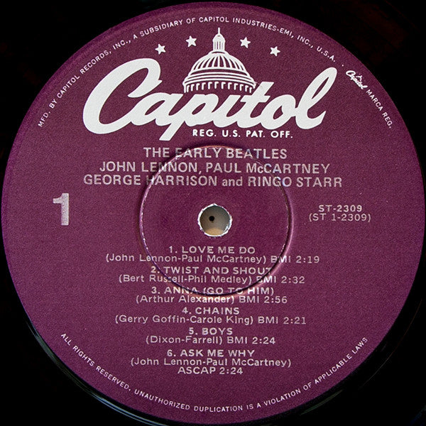 The Beatles – The Early Beatles (1965) - VG+ LP Record 1978 Capitol USA Purple Label Vinyl - Pop Rock / Beat