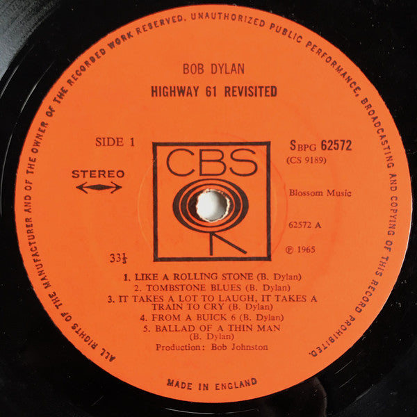 Bob Dylan – Highway 61 Revisited (1965) - VG+ LP Record 1969 CBS UK Import Vinyl - Rock / Folk Rock - Shuga Records
