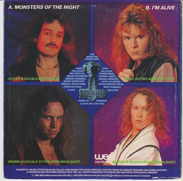 Heavy Load – Monsters Of The Night - VG+ 7" Single Record 1985 WEA Sweden Vinyl - Heavy Metal