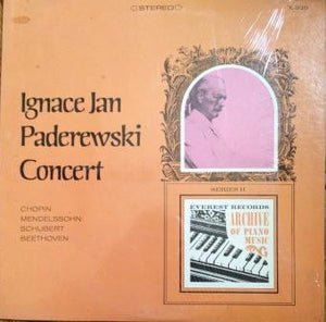 Ignace Jan Paderewski - Chopin / Mendelssohn / Schubert / Beethoven ‎– Concert - New Vinyl Record 1965 (Original Press) USA Stereo - Classical