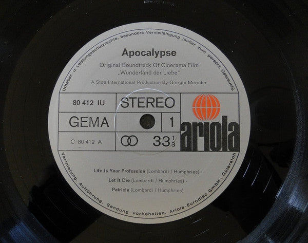 Apocalypse / Giorgio Moroder - Original Of Cinerama Film "Wunderland Der Liebe" - Mint- LP Record 1969 Ariola Germany Vinyl - Krautrock / Psychedelic Rock / Soundtrack - Shuga Records