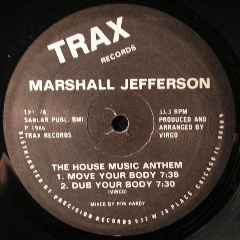Marshall Jefferson – The House Music Anthem - VG 12" Single Record 1986 Trax USA Vinyl Black Label - Chicago House