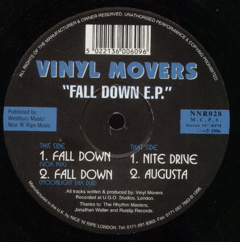 Vinyl Movers – Fall Down E.P. - New 12" Single Record 1996 Nice 'N' Ripe UK Vinyl - House / UK Garage