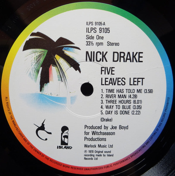 Nick Drake – Five Leaves Left (1969) - Mint- LP Record 1980s Island UK Import Vinyl - Rock / Folk Rock - Shuga Records