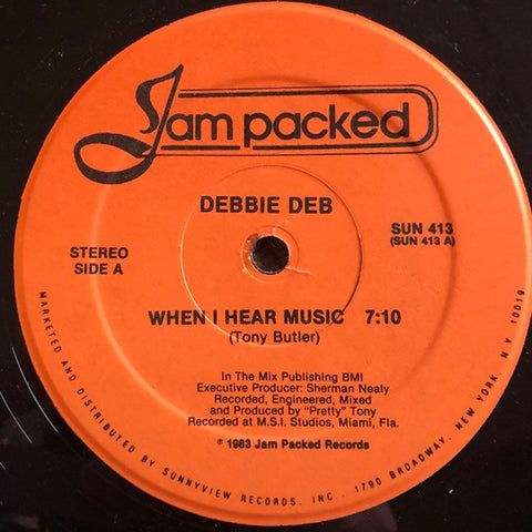 Debbie Deb - When I Hear Music - Mint- 12" Single Record 1989 Jam Packed Sunnyview USA Vinyl - Electronic / Freestyle / Electro