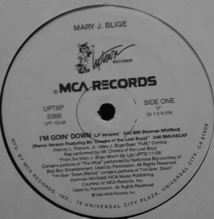 Mary J. Blige – I'm Goin' Down - VG+ 12" Single Record 1995 Uptown Promo Vinyl - RnB