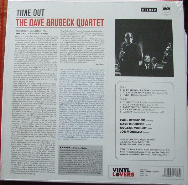 The Dave Brubeck Quartet ‎– Time Out (1959) - New LP Record 2010 Vinyl Lovers Europe Import 180 gram Stereo Vinyl - Jazz / Hard Bop - Shuga Records
