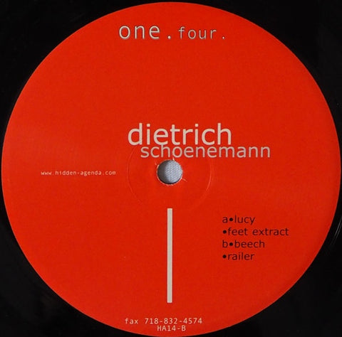 Dietrich Schoenemann – One.Four. - New 12" Single Record 2001 Hidden Agenda Vinyl - Techno