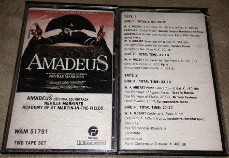 Wolfgang Amadeus Mozart - Neville Marriner, Academy Of St. Martin-In-the-Fields – Amadeus (Original Soundtrack Recording) - Used Cassette Fantasy 1984 USA - Soundtrack