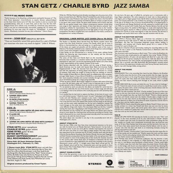 Stan Getz / Charlie Byrd – Jazz Samba (1962) - New LP Record 2013 WaxTime Europe Import 180 gram Vinyl - Jazz / Bossa Nova - Shuga Records